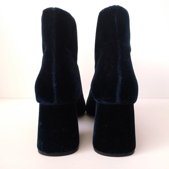 Zara Trafaluc EU 35 Velvet Zip Front Boots Chunky Heel Blue Funky Cool Holiday - Picture 3 of 10